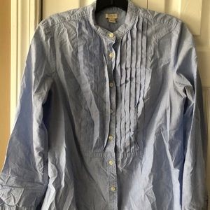 J.Crew Collarless Pleated Tuxedo Shirt